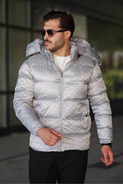 BOSS PREMIUM FASHION PUFFER JACKET – SILVER MONOGRAM