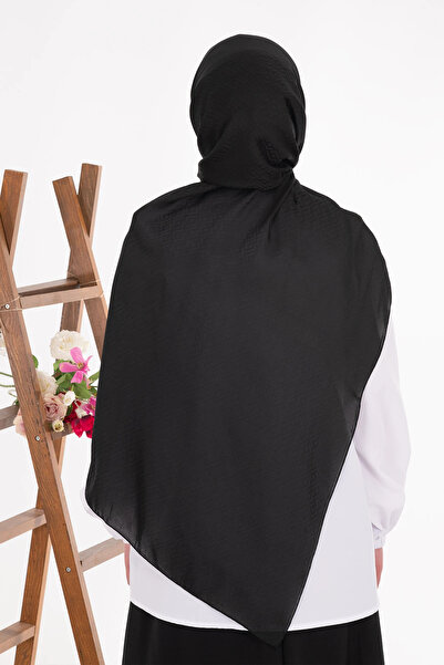 Lemaye Σάλι ζακάρ με τετράγωνο σχέδιο - Μαύρο