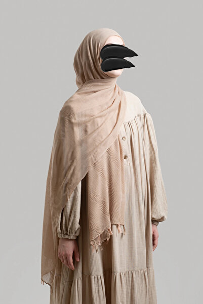 Lemaye Σάλι μουσελίνας με μποέμικο σχέδιο - ανοιχτό καφέ