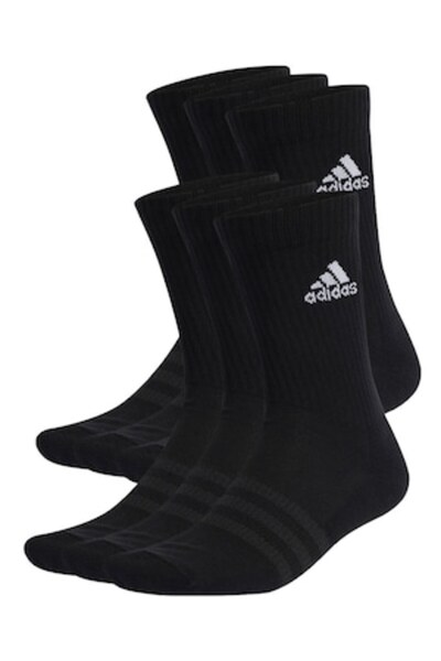 adidas Performance Unisex Long Cushion Socks - 6 Pairs, Black, EU 43-45