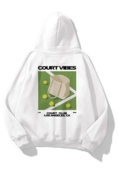 Trendiz Unisex Court Vibes Sweatshirt Beyaz