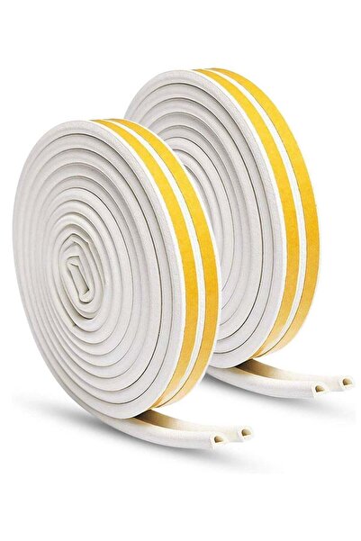 GENERIC4 مجموعة شرائط عزل الأبواب ذاتية اللصق، أبيض، 5 أمتار، قطعتين