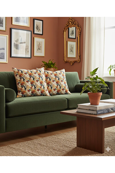 Otay Ev Dekorasyon Autumn Trees Patterned Digital Printed 2-Piece Throw Pillow 40 cm X 40 cm