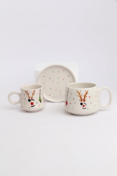 Gezdikçe Bilelim My Dear Self Series Deer Pattern, Handmade Ceramic and Mug Set, Mug, Hand Made