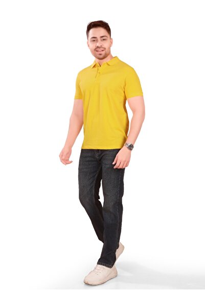 NuhStar Men's Classic Premium Cotton Short Sleeve Polo Shirt,Yellow, Comfortable, Classic T-Shirt