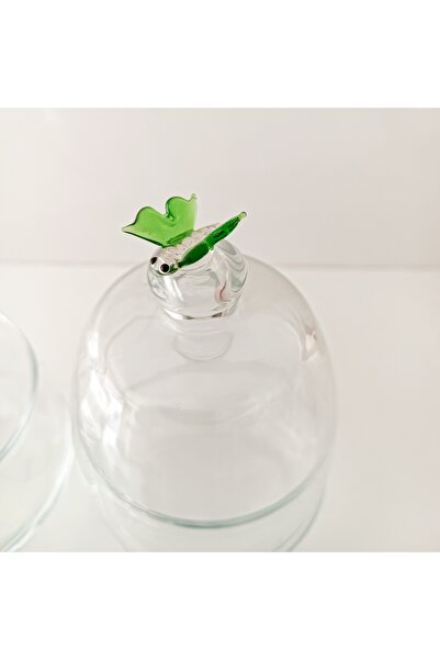 ADAMODART Butterfly Figured Glass Covered Jam Jar & Sugar Bowl Set of 2