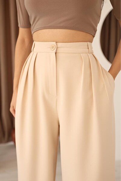 Leo Ferre Women's Three Pleated Wide Leg Palazzo Pants . 1338