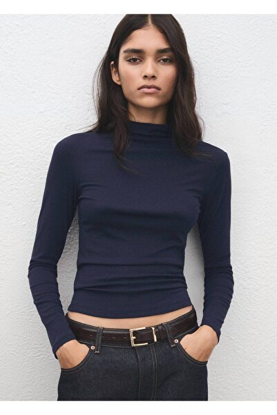 MANGO Woman Dik yaka tişört