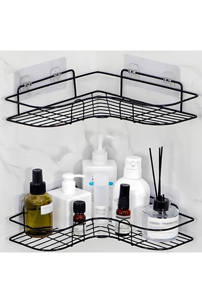 TOLMİN Store رف حمام واسع مكون من قطعتين |   منظم الحمام بتصميم L |   رف زاوي...