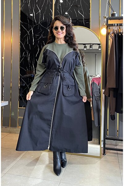 adora çift fermuarlı paraşüt kumaş elbise