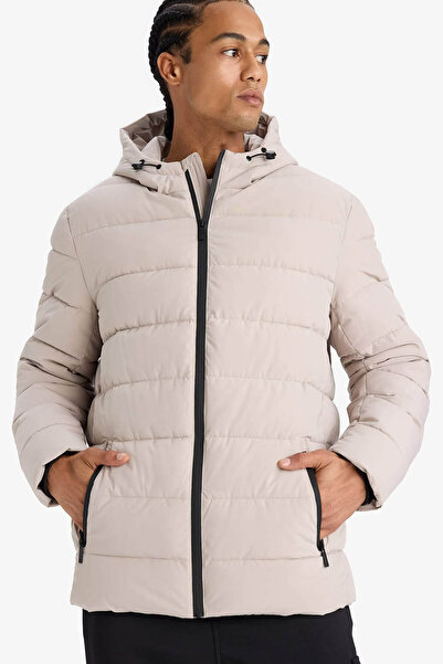 DeFacto Water Repellent S Slim Fit Filled Stone Men's Coat R0216Az/Bg766