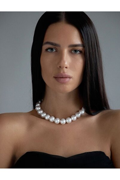 by Natalie قلادة كلاسيكية من اللؤلؤ الصناعي مقاس 18 مم، إكسسوار مجوهرات كبير ...