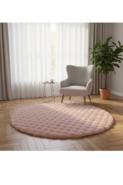 Generic Round faux fur rug, soft polyester, suitable for children's rooms and small pets, 90 cm diameter