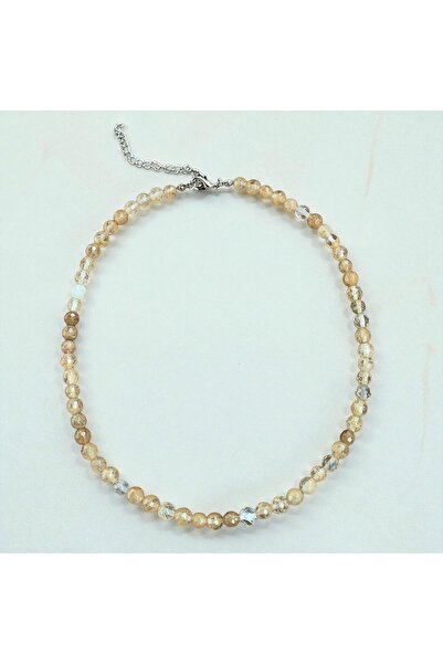 LeylanTakı قلادة ليلاين للنساء من حجر السيترين الطبيعي باللون البيج