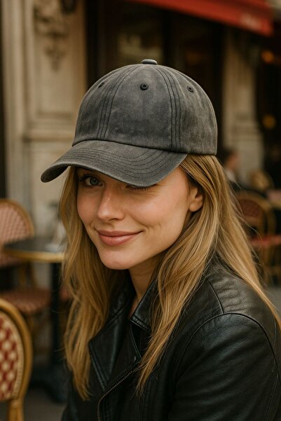 HAZAL KAYA ATELIER Black Vintage Cotton Women's Cap Hat