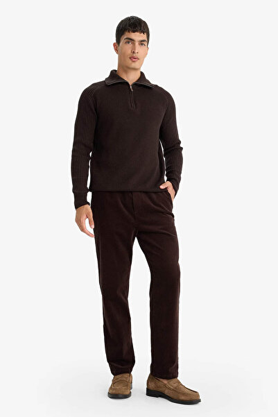 DeFacto Pantaloni pentru bărbați, cu picior drept, maro, cu potrivire relaxat...