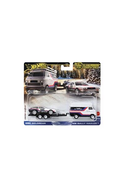 HOT WHEELS Macheta auto Delorean Dmc12 & Rally Van On A Hauler 1:64 Hotwheels