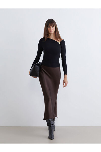 LC Waikiki A Planted Satin Skirt with Waist Cord by Uzg Store for Style Enthu...