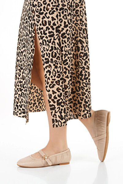 MFT AYAKKABI Beige Flexible Flat Sole Drawstring Ballerinas