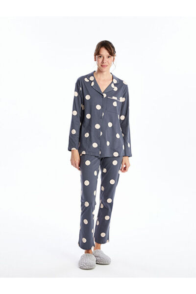 LC Waikiki Shirt Collar Polka Dot Long Sleeve Maternity Pajamas Set