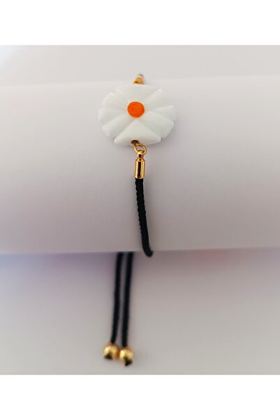 ADAMODART White Daisy Murano Glass Beaded Adjustable String Bracelet