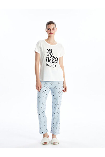 LC Waikiki  Crew Neck Printed Short Sleeve Women's Pajamas Set