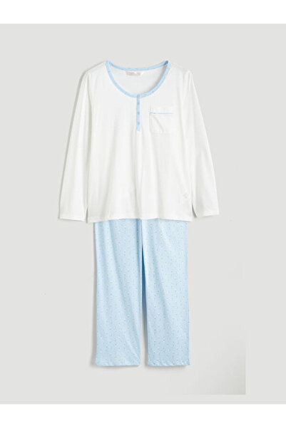 LC Waikiki Σετ γυναικεία πιτζάμα με λαιμόκοψη σε μεγάλο μέγεθος