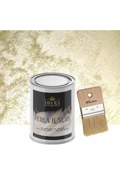 YaYa Color Luxury Decorative Paint, Perla Luxury with Pearl Flakes, Pistachio Green, 0.5 L and 70 mm Brush