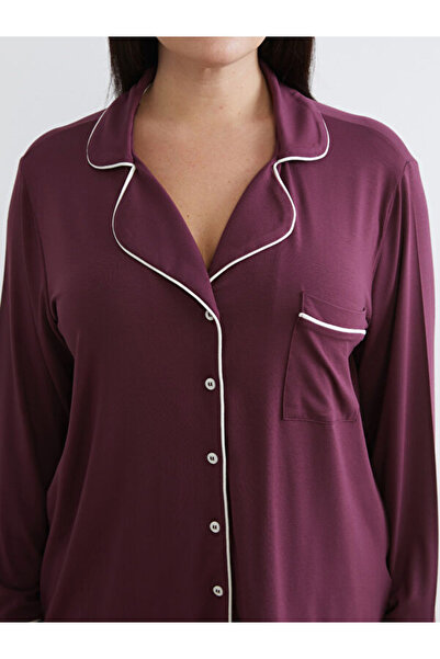 LC Waikiki Plus Size Shirt Collar Women's Pajama Set