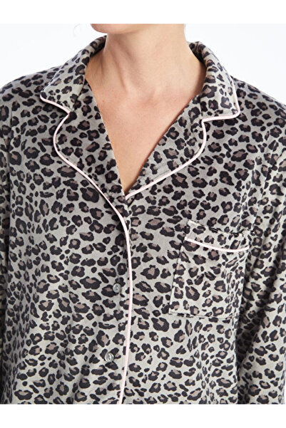 LC Waikiki Shirt Collar Leopard Print Women's Pajamas Set