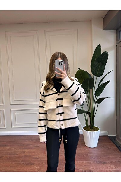 Alyalisbutik Premium Bearded Cardigan Jacket - Cream