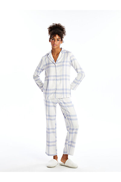 LC Waikiki Shirt Collar Plaid Women's Pajamas Set