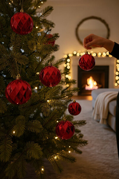 LEVA New Year's Ornament Balls 5 cm Patterned Red