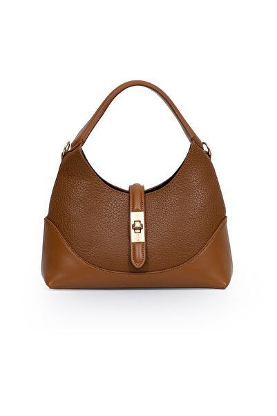 Levidor Orta Boy Günlük Uzun Askılı Şık Tasarım Kadın El ve Omuz Çantası LV930978 Taba