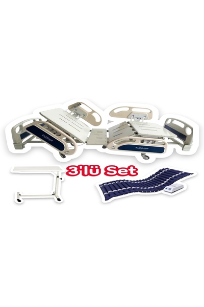 Elegant 2 Motorlu Hasta Karyolası Full ABS (Piston Motorlu) + Hasta Yemek Mas...