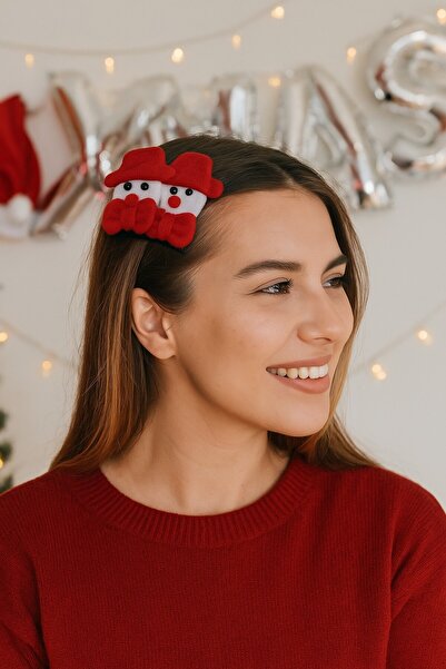 TOYFEST Set de 2 agrafe de păr din pâslă cu tema de Crăciun, cu figurină de M...