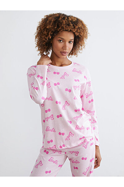 LC Waikiki Bisiklet Yaka Barbie Baskılı Kadın Pijama Takımı