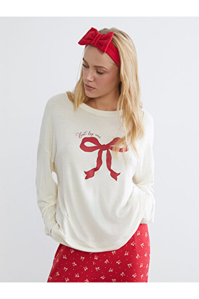 LC Waikiki Bow Printed Women's Pajama Set and Headband