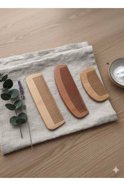 Altın express 3-Piece Natural Wooden Comb Set - Antistatic Massage Effective Hair Comb & Beard Comb