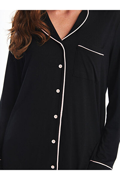 LC Waikiki Shirt Collar Plain Long Sleeve Women's Pajama Set