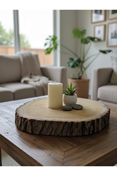 Home Doğal Ahşap Kütük Servis Sunum Tepsisi | Dekoratif Masa Orta Sehpa Altlığı