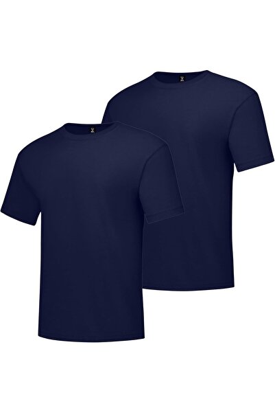 Pure Infinity Men’s 2-Pack Cotton T-Shirt – Navy Blue | Classic Everyday Fit