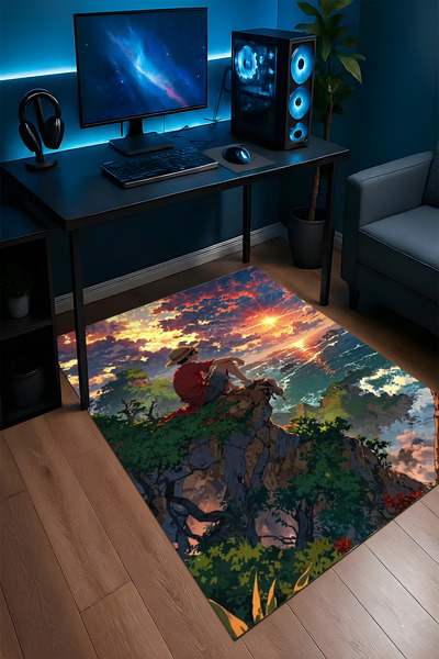 Halura One Piece Luffy Anime Kaymaz Taban Makinede Yıkanabilir Gaming Oyuncu ...