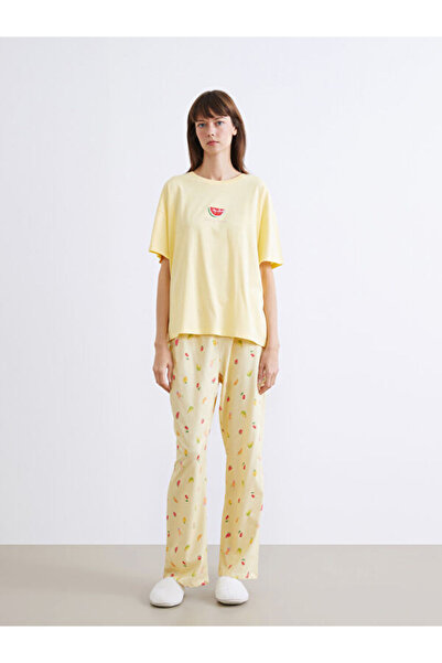 LC Waikiki Crew Neck Printed Women's Pajamas Set