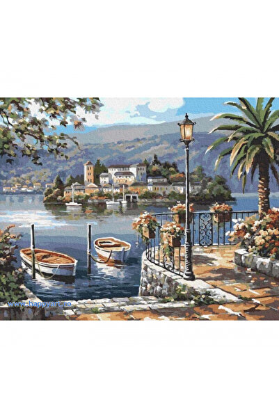 Painting by numbers Pictura pe numere barci langa dig, pânză pe ramă de lemn 40x50 cm