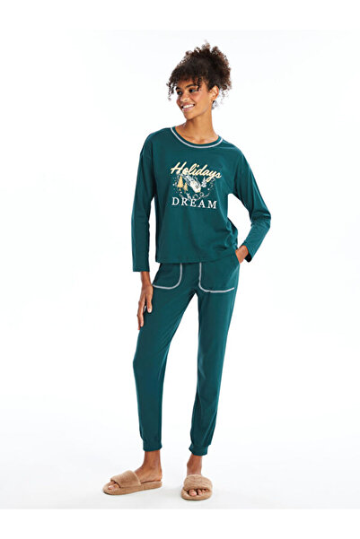 LC Waikiki Crew Neck Printed Women's Pajamas Set