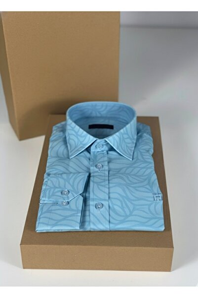 YusGos Long Sleeve Cotton Easy Iron Patterned Regular Fit Premium Men's Shirt