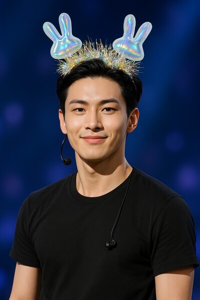 TOYFEST Αξεσουάρ μαλλιών για πάρτι με κορώνα με αυτιά κουνελιού, ολογραφικό μοντέλο, σε κορεατικό στυλ KPop για την Πρωτοχρονιά