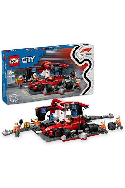 LEGO City F1 Pit Stop & Pit Crew with Ferrari Car (60443), Ages 6+