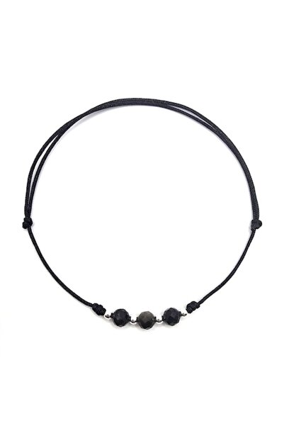 Lexy's Boutique Handmade, adjustable bracelet, made of 925 silver, Lexy's Boutique, precious stones obsidian, black